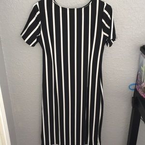 Vertical Black and White Stripped Dress